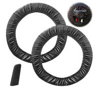 2 Pieces Of Black Oxford Cloth Steering Wheel Cover And 1 Piece Of Handbrake Sleeve, Anti-Slip Steering Wheel Protective Cover, Car Gear Silicone Sleeve, Car Protective Products.