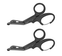 2 Pieces of Black Stainless Steel Elbow Bandage Cutters with Carabiners, Creative Multi-Functional Medical Scissors, Convenient Outdoor Cutting Tool.