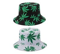 2 Pieces of Bucket Hats, Sun Hats, Fashionable Printed Bucket Hats, Fishing Hats, Outdoor Gear, Versatile Bucket Hats, Accessories to Wear Black