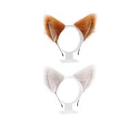 2 Pieces of Cat Ear Headbands, Plush Cat Ear Headbands, White Cat Ears, Suitable for Masquerades, Theme Parties, Gatherings, Holiday Gifts (Pure White, Apricot Color)