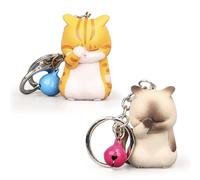 2 Pieces of Cat Keychains, Fun Cartoon Keychains, Cute Cat Keychains, Bag Pendants (Yellow, Gray)