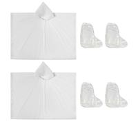 2 Pieces Of Children'S Raincoats And 2 Pairs Of Rain Shoe Covers, Wear-Resistant Transparent Raincoat, Reusable Raincoat, Breathable Raincoat