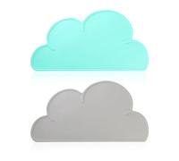 2 Pieces of Cloud Placemats - Silicone Food Mats for Children & Travel, Heat-Resistant & Anti-Spill (48 * 27cm)