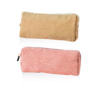 2 Pieces of Corduroy Pencil Cases, Large-Capacity Pencil Cases, Multifunctional Pencil Cases, Retro Stationery Storage Bags, Student School Supplies, Girls’ Pencil Cases