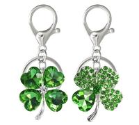 2 Pieces of Crystal Four-Leaf Clover Keychain, Exquisite Diamond-Encrusted Bag Pendant, Clover Blessing Pendant, Holiday Gift, Suitable For Car, Handbag.