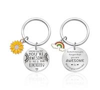 2 Pieces of Daisy Keychain, Stainless Steel Keychain, Simple and Cute Pendant, Creative and Interesting Gift.