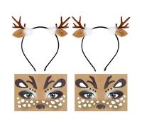 2 Pieces Of Deer Headband And 2 Face Patches, Deer Clothing Accessories, Cute Cartoon Headbands, Role-Playing Accessories, Party Dress-Up Supplies.