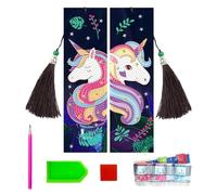 2 Pieces of Diamond Tassel Bookmarks, Rainbow Horse Painted Bookmarks, Personalized Creative Design, Suitable for Adults and Children, Book Lovers