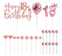 2 Pieces of Digital Candles, 1 Set of Cake Card Inserts and 10 Pieces of Spherical Plug-Ins, 18Th Birthday Party Supplies, Cake Decorations.