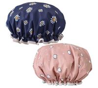 2 Pieces Of Double-Layer Waterproof Shower Caps, Dust-Proof Shampoo Caps, Cartoon Daisy Shampoo Hats, Reusable Shower Hats, Long And Short Hair Shower Head Utensils.