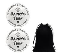 2 Pieces of Double-Sided Decision-Making Commemorative Coins, 1 Piece of Velvet Bag, Fun Personalized Design, Flip Coins, Suitable for Parents and Newborn Gifts