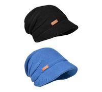 2 Pieces of Ear Protection Knitted Hats, Winter Knitted Hats, Warm Knitted Hats, Wide Brim Knitted Hats, Women's Knitted Hats Black