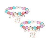 2 pieces of Easter bracelet gifts, pink heart-shaped rabbit pendant bracelets, suitable as gifts for girls and teenagers.