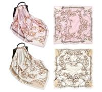 2 Pieces of European Pattern Silk Scarves, Silk Scarf Gifts, Elegant Scarves, Fashionable and Versatile Scarves, Women's Scarves, Accessories for Wear White