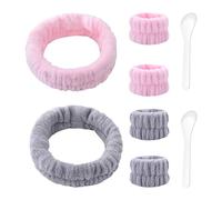 2 Pieces Of Face Wash Hair Bands, 4 Pieces Of Wrist Bands With 2 Pieces Of Facial Mask Sticks, Soft Elastic Hair Band Wristbands For Face Wash, Face Wash Hair Band Set For Shower Care And Skin Care