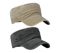 2 Pieces Of Flat-Top Military Hats, Classic Flat-Top Shape, Military Style Design, Fashionable And Versatile, Suitable For Various Occasions, Suitable For Outdoor And Daily Wear