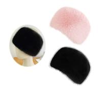 2 Pieces of Furry Hats, Winter Cold Protection Products, Comfortable and Warm Hats, Ele Winter Hats for Women (Black, Pink)