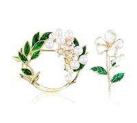 2 pieces of gardenia brooches, brooch accessories, creative badge pins, clothing decorations, pearl inlaid brooches, suitable for parties, business events and decoration.