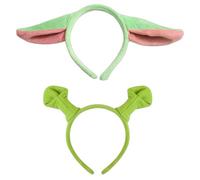 2 Pieces Of Green-Eared Headbands, Cute Cartoon Headdresses For Babies, Fun Photo Props, Suitable For Fixing Broken Hair When Washing, Party Role-Playing Scenes.