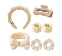2 Pieces Of Hair Ties, 1 Piece Of Hairpin, 1 Pair Of Wrist Bands And 2 Pieces Of Hair Ties, Absorbent Hair Ties, Suitable For Face Washing, Skin Care, Makeup