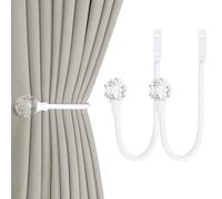 2 Pieces of Heavy Duty U Shaped Metal Curtain Holdbacks Curtain Tie Backs Hook with Clear Crystal Ball Tie Backs for Curtains (2, White)