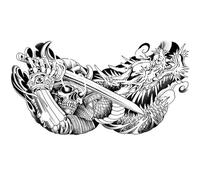 2 Pieces Of Herbal Tattoo Stickers Waterproof And Long-Lasting Warrior Slaying Dragon Semi-Permanent Juice Simulation