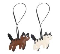 2 Pieces of Leather Cat Pendant, Cute Backpack Pendant, Creative and Fun Keychain, Box Packaging Accessories.