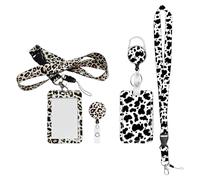 2 Pieces of Leopard Pattern Retractable Id Card Holder, Sliding Buckle Portable Structure, Hard Shell Vertical Design, Detachable Lanyard Combination, Commuter Work Accessories.