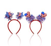 2 Pieces Of Love Star Hair Bands, Patriotic Theme Hair Accessories, Mini American Flag Hair Bands, Independence Day Party Decorations.
