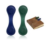 2 Pieces of Magnetic Book Holders, Magnetic Bookmarks, Magnetic Leather Bookmarks, Book Bookmarks, Magnetic Clips, Magnetic Book Holders, Double-Sided Ledger Clips (Dark Blue, Green)