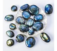 2 Pieces of Natural Crystal raw Stone, Elongated Stone, Hand-held Toy Piece, Blue Moonlight Stone, Yoga Stone, Home Decoration Stone Ornament, 3-4cm