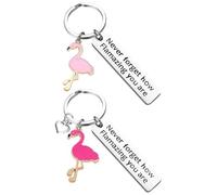 2 Pieces of Pink Flamingo Keychain, Stainless Steel Lettering Keychain, Fashion Multifunctional Bag Pendant, Inspirational Gift for Girls.