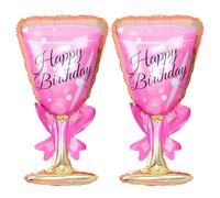 2 Pieces Of Pink Wine Glass Balloons, Happy Birthday, Creative And Personalized Shooting Props, Inflatable Toy Ornaments, Princess Birthday Party Decoration.