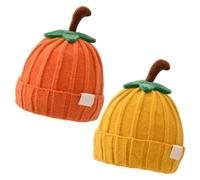 2 Pieces of Pumpkin Hats, Children's Warm Knitted Hats, Soft and Comfortable Hats, Suitable for Autumn and Winter. Orange