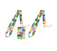 2 Pieces of Puzzle Lanyard, 1 Pieces of Cartoon Card Set, Color Lanyard, Mobile Phone Lanyard, Cartoon Lanyard Set, Badge Lanyard for Men and Women