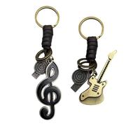 2 Pieces of Retro Leather Rope Keychains, Creative Keychains, Music Element Keychains, Gift Keychains, Decorative Keychains
