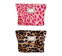 2 Pieces Of Retro Leopard Print Storage Bag, Women'S Makeup Bag, Toiletry Storage Bag, Travel Supplies.