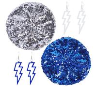 2 Pieces of Sequined Hats, 2 Pairs of Earrings, Women's Shiny Berets, Glittering Berets, Fashionable Glitter Headwear, Sequined Caps, Prom and Party Decoration Hats Silver