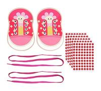 2 Pieces Of Shoelace Learning Boards, 5 Little Red Flower Praise Stickers, Stringing Game, Shoelace Teaching Tools, Children'S Shoelace Learning Template, Shoelace Practice