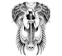 2 Pieces Of Six-Winged Archangel Full Back Tattoo Stickers Herbal Semi-Permanent Large Picture Simulation Tattoo Waterproof And Long-Lasting