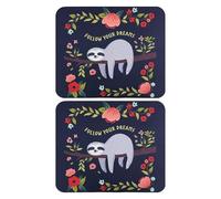 2 Pieces Of Sloth Mouse Pad, Office Anti-Slip Pad, Cute Cartoon Mouse Pad, Tableware.