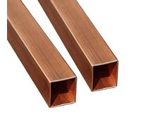 2 Pieces of Square Purple Copper Tube, 4mm x 8mm x1mm Wall Thickness, 0.5m Long, for Industry DIY Experiments Maintenance Etc.