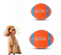 2 pieces of squeaking pet rugby toys, one large and one small, to meet the needs of dogs of different sizes, squeaking latex dog toys - rugby balls for ball retrieval, chewing, and cleaning teeth