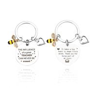 2 Pieces of Stainless Steel Bee Love Pendant, Creative Teacher's Day Keychain, DIY Thank You Keychain, Graduation Season Thanksgiving Gift.