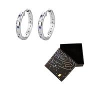 2 Pieces of Starry Sky Earrings, 1 Piece of Storage Box, Women's Earrings, Hoop Silver Earrings, Fashionable Diamond Earrings, Suitable for Dates, Parties, And Daily Wear (Silver)