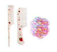 2 Pieces Of Strawberry Combs, 1 Pack Of Jelly-Colored Rubber Bands, Children'S Combs, Cartoon Combs, Children'S Hairbrushes, Styling Combs, Girls' Hairbrush Sets