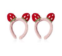 2 Pieces Of Strawberry Plush Headband, Creative Cute, Fun Face Wash Headdress, Girl'S Personalized Hair Accessories, Clothing Hairstyle Decoration.