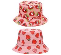 2 Pieces Of Strawberry Printed Hat, Cute Fisherman Hat, Outdoor Sun Hat, Fashionable And Casual Accessories, Clothing Accessories.