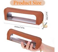 2 Pieces of Transparent Stationery Bag, Pu Leather Two-Color Model, Portable Mini Design, Multi-Layer Classification Storage, Travel Makeup Tools (Brown, Black).