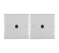 2 Pieces of Tv Antenna Socket Coaxial Wall Panel, Single-Port Tv Fm Coaxial Antenna Socket Board, Flame-Retardant Safety Material, to Ensure The Normal Operation of Fm Broadcasting.